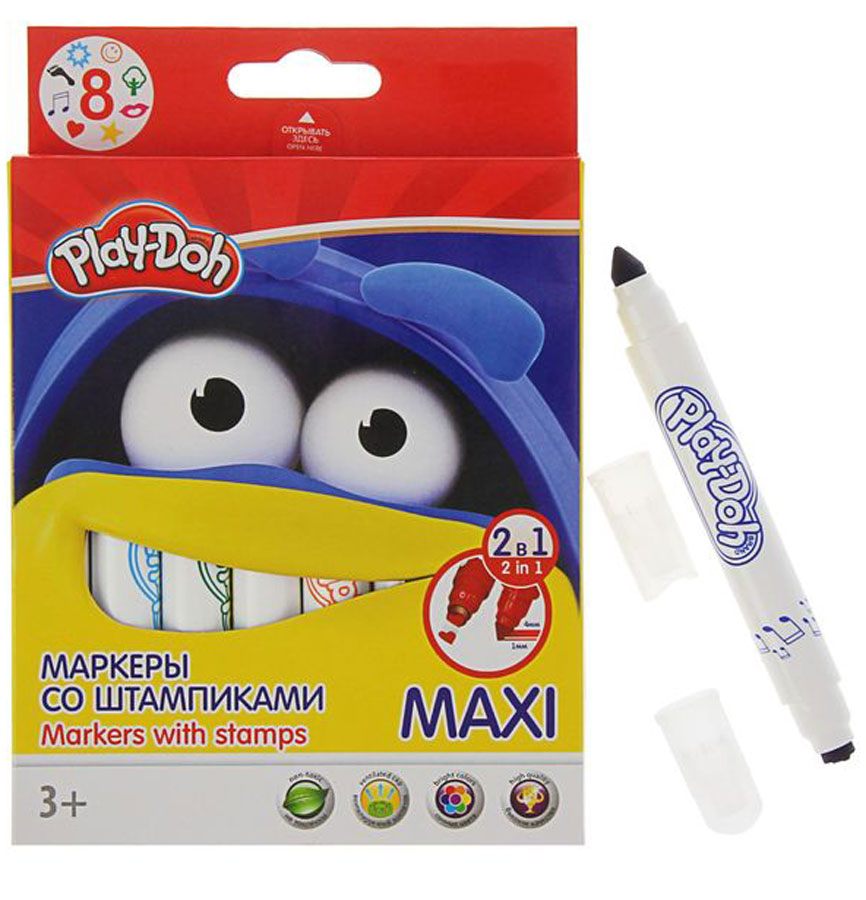Play-Doh Набор маркеров со штампиками Maxi 8 цветов