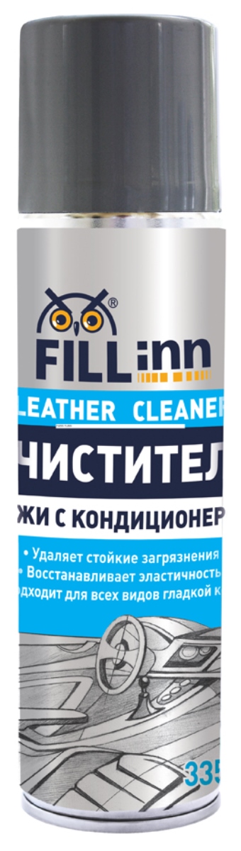 Очиститель кожи Fill Inn, с кондиционером, 335 млFL055 Очиститель кожи Fill Inn, с кондиционером, 335 млFL055Очиститель кожи Fill Inn бережно и эффективно очищает и кондиционирует кожаную обивку салона автомобиля, мотоцикла, а также кожаные вещи, используемые в быту. Подходит для всех видов гладкой кожи. Удаляет стойкие загрязнения различного происхождения, не повреждая структуру поверхности.Благодаря натуральным воскам, увлажняющим и кондиционирующим компонентам средство придаёт коже мягкость и эластичность, защищает от истирания и растрескивания, восстанавливает первоначальную насыщенность цвета. Не оставляет жирных следов и не изменяет естественного блеска кожи. Обладает приятным ароматом новой кожи. Средство может применяться для очистки и кондиционирования винила и пластика, а также в быту для обработки сумок, обуви, кожаной мебели и т.д.