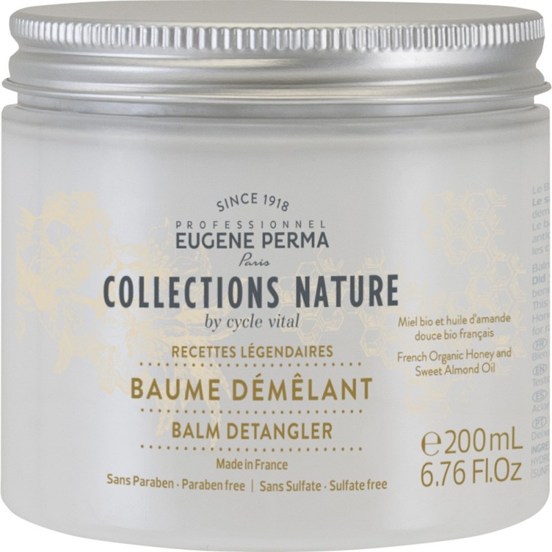 Eugene Perma Cycle Vital Nature Baume Demelant - Бальзам распутывающий для волос 200 мл21033015 Eugene Perma Cycle Vital Nature Baume Demelant - Бальзам распутывающий для волос 200 мл21033015Бальзам распутывающий для волос Baume Demelant Nature by Cycle Vital Eugene PermaОрганический мед и масло сладкого миндаля, произведенные во ФранцииРаспутывает волосы и придает им максимальную мягкость.Пища богов - мед, известный своими целебными свойствами, много веков применяется в медицине и косметологии. Что же касается миндаля, его преимущества не менее очевидны, что даже привело к возникновению в Провансе поговорки здоров как миндаль.