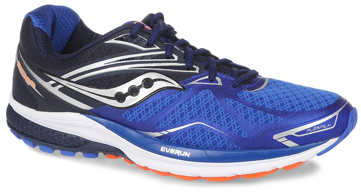 Кроссовки для бега мужские Saucony Ride 9, цвет: синий. S20318-2. Размер 9,5 (43)S20318-2 Кроссовки для бега мужские Saucony Ride 9, цвет: синий. S20318-2. Размер 9,5 (43)S20318-2Кроссовки Saucony Ride 9 выполнены из сетчатого текстиля и дополнены элементами из искусственной кожи. Модель оформлена фирменным принтом. На ноге модель фиксируется с помощью шнурков. Внутренняя поверхность выполнена из мягкого сетчатого текстиля. Стелька выполнена из ЭВА-материала с поверхностью из текстиля. Подошва изготовлена из легкого и гибкого ЭВА-материала. Поверхность подошвы выполнена из прочной резины и дополнена протектором, который гарантирует отличное сцепление с любой поверхностью.