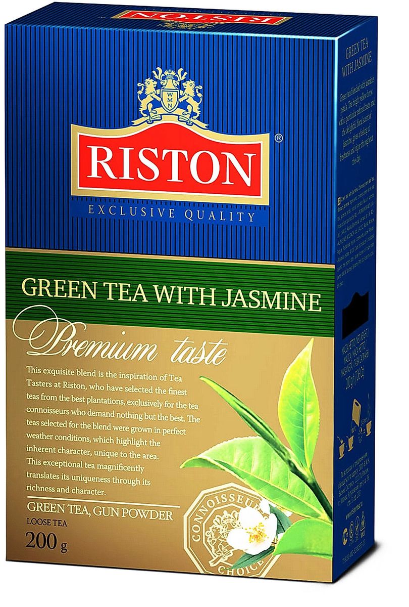 Riston с Жасмином зеленый листовой чай, 200 г4792156007144 Riston с Жасмином зеленый листовой чай, 200 г4792156007144Зеленый чай Riston с добавлением лепестков жасмина. Ярко выраженный золотистый настой напитка с особым утонченным вкусом и восхитительным цветочным ароматом жасмина дарит ощущение свежести и бодрости в течение всего дня.