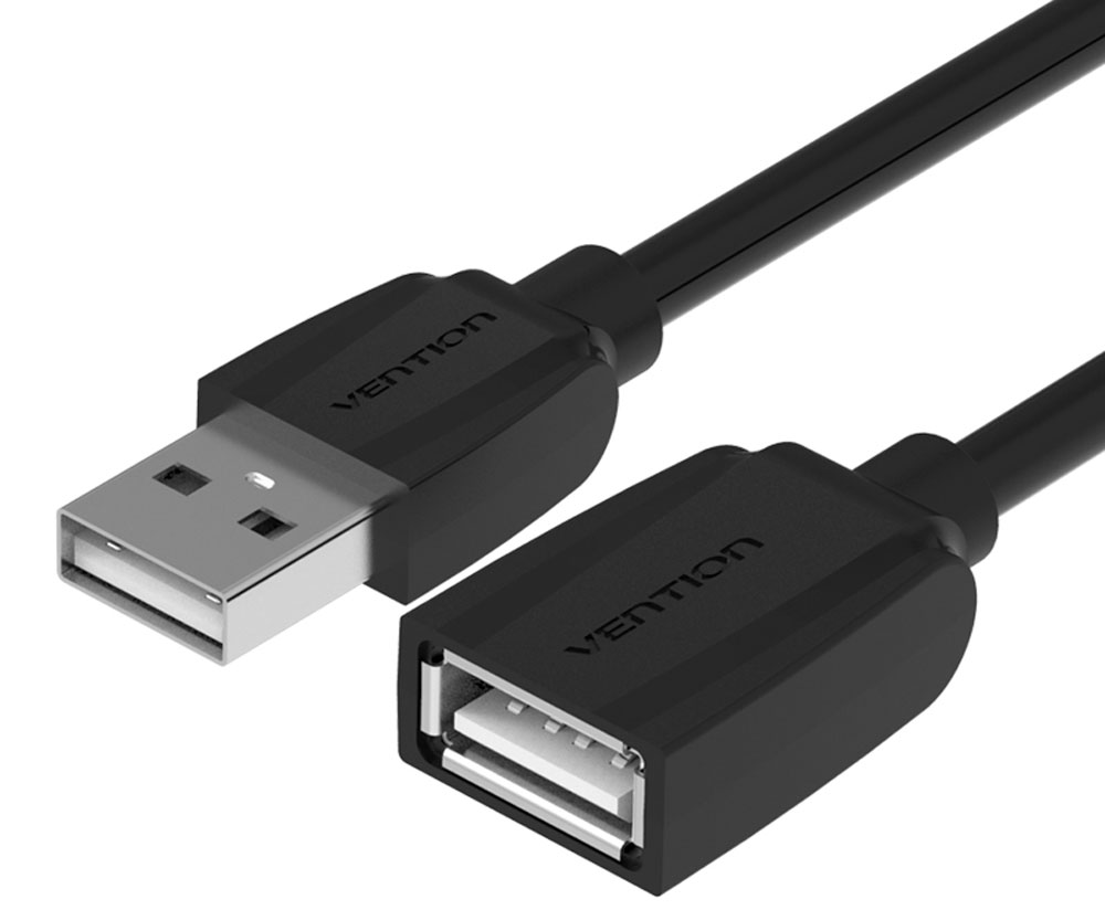 Vention VAS-A44-B050 Black Edition USB 2.0 AM/AF, Black кабель-удлинитель (0,5 м)