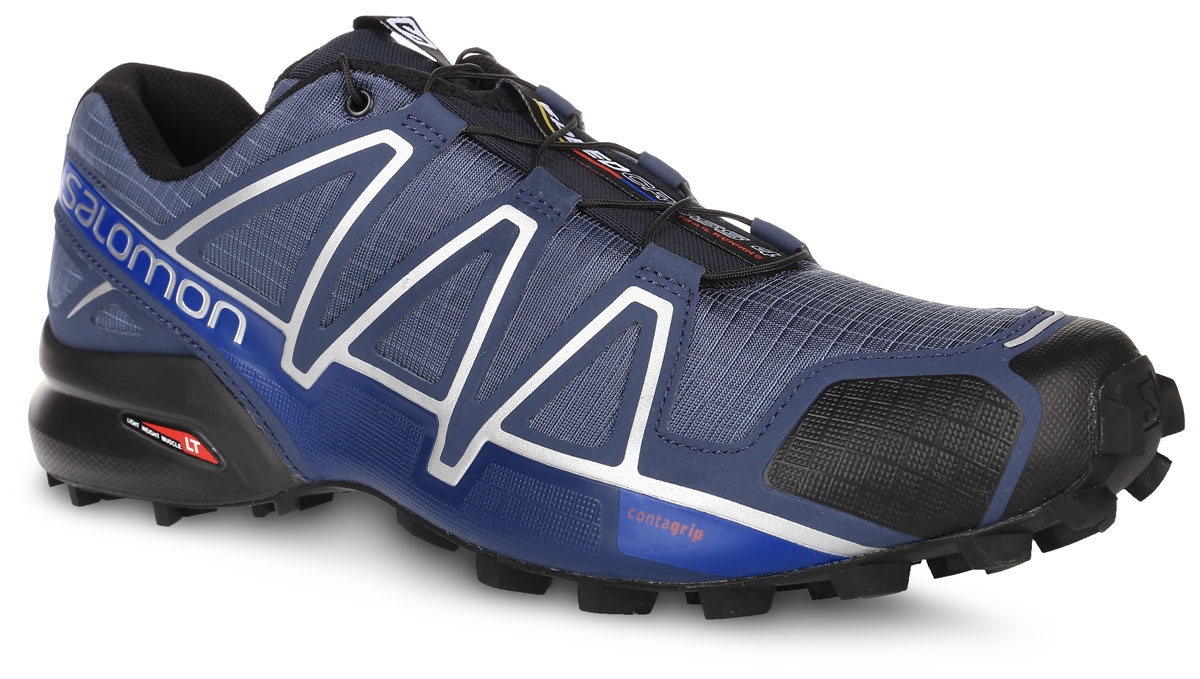 Кроссовки для бега мужские Salomon Speedcross 4, цвет: синий. L38313600. Размер 10,5 (44)L38313600 Кроссовки для бега мужские Salomon Speedcross 4, цвет: синий. L38313600. Размер 10,5 (44)L38313600Беговые мужские кроссовки от Salomon Speedcross 4 выполнены на 64,3% из синтетического материала и на 35,7% из текстиля. Конструкция верха Sensifit с пропиткой Mudguard не пропускает грязь и воду. Подъем оформлен шнуровкой с фиксатором, благодаря которой обувь сидит плотно на ноге, и дополнен кармашком для шнурков. Стелька Ortholite из ЭВА материала с текстильным верхним покрытием создает более прохладное и сухое пространство под стопой. Мягкая верхняя часть и подкладка, изготовленная из текстиля, обеспечивают дополнительный комфорт и предотвращают натирание. Язычок дополнен текстильной нашивкой с символикой бренда. Светоотражающие элементы обеспечат лучшую видимость в темное время суток. Подошва Contagrip не оставляет следов и обеспечивает отличное сцепление со скользкой поверхностью. Такие кроссовки займут достойное место в коллекции вашей спортивной обуви.
