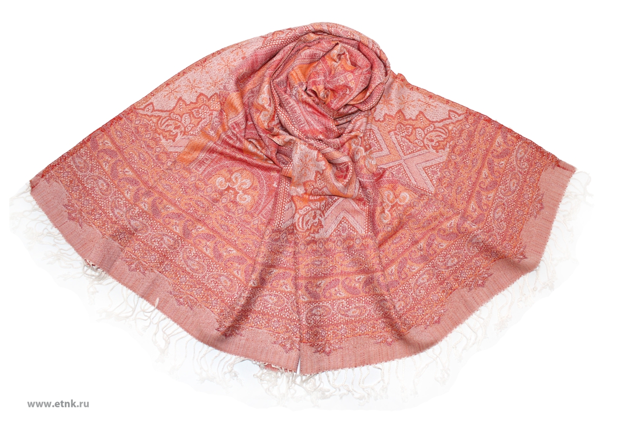 Палантин женский Ethnica, цвет: оранжевый, розовый. 545200. Размер 70 см х 180 см