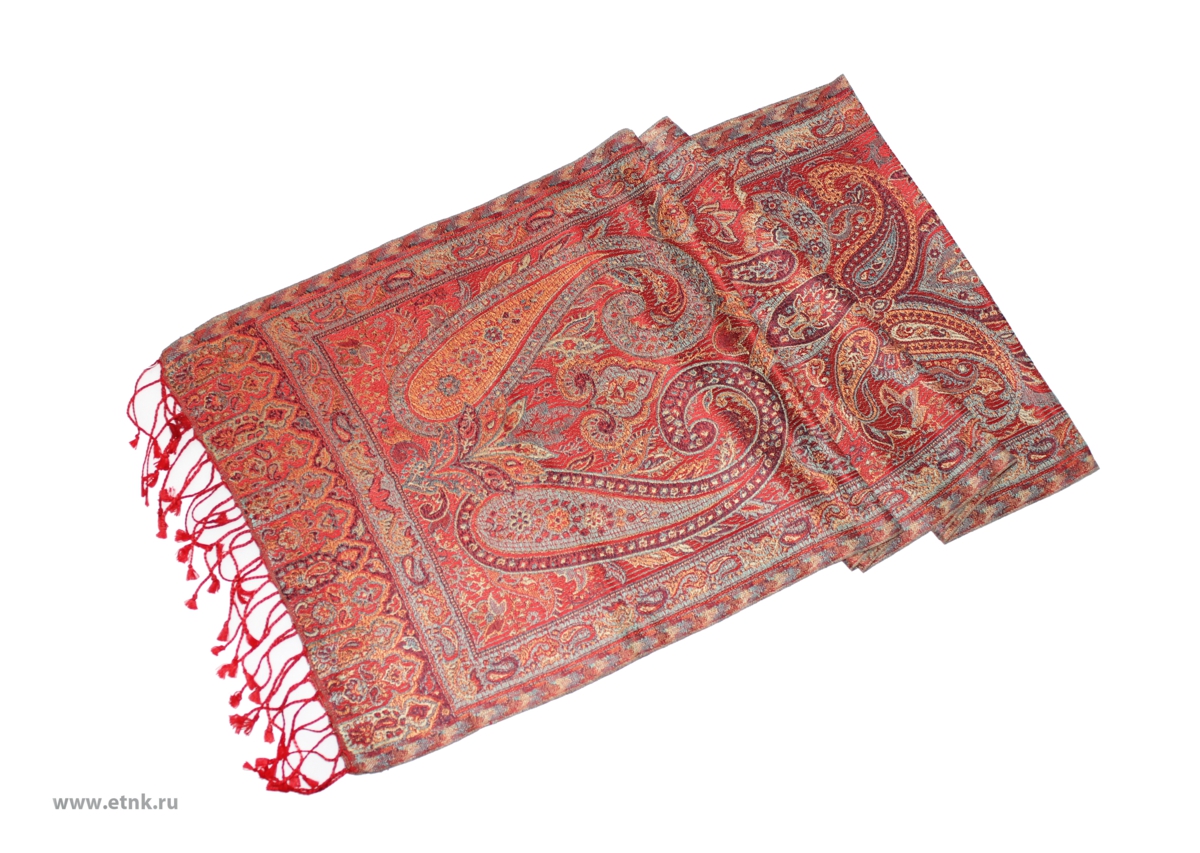 Шарф женский Ethnica, цвет: красный, мультиколор. 081370а. Размер 35 см х 165 см