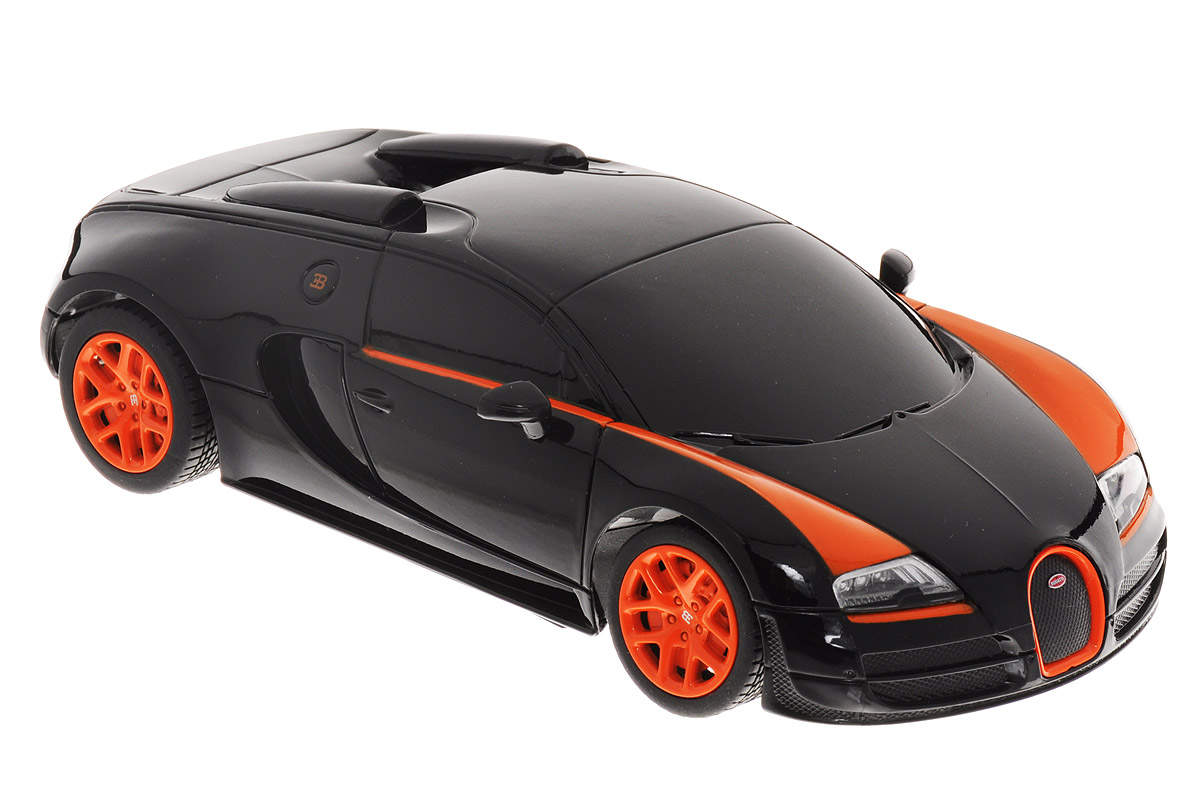 Rastar Радиоуправляемая модель Bugatti Veyron 16.4 Grand Sport Vitesse цвет черный оранжевый масштаб 1:24