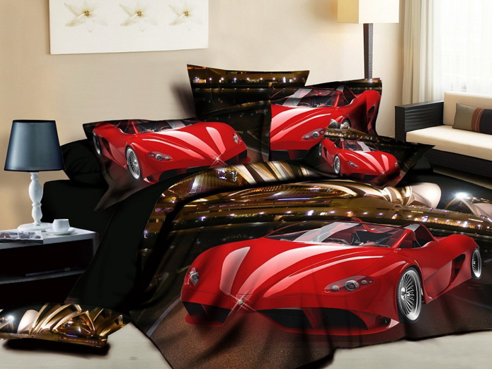 Комплект белья 3D Cleo Люкс кар, евро, наволочки 50x7031/561-3D Комплект белья 3D Cleo Люкс кар, евро, наволочки 50x7031/561-3DКоллекция CLEO Сатин 3D – погружение в мир красок! Сатин - это ткань из 100% хлопка, сатинового переплетения, имеет гладкую, шелковистую лицевую поверхность. Сатин изготавливается из крученой хлопковой нити двойного плетения. Сатин обладает рядом преимуществ: приятен на ощупь, не электризуется и не скользит, прекрасно сохраняет форму и не мнется, отлично пропускает воздух, не садится при стирке, не утрачивает яркости красок, не вызывает раздражения. Благодаря уникальному способу нанесения рисунка на ткань создается эффект 3D, краски становятся ярче, а дизайны реалистичнее. Вы погружаетесь в уникальный мир цветов, пейзажей и фауны. Комплект состоит из пододеяльника, двух наволочек и простыни.