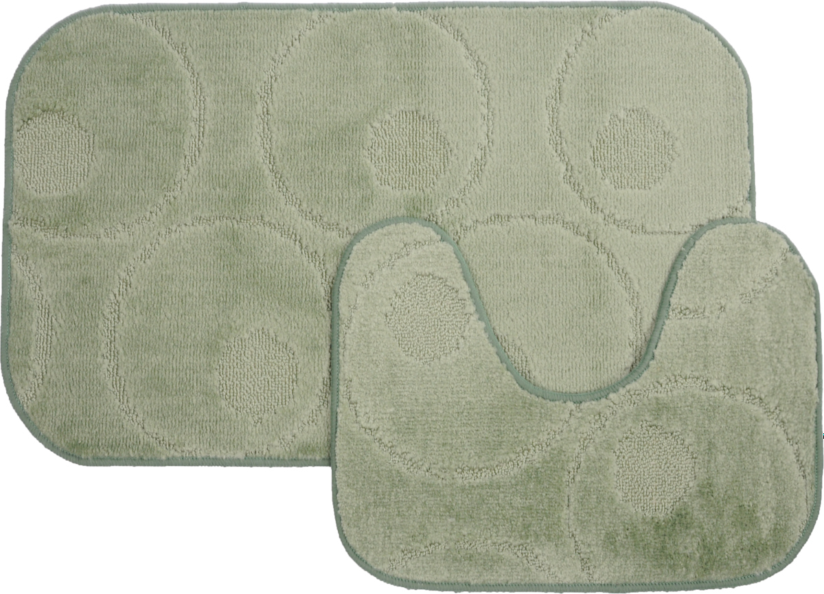 Набор ковриков для ванной MAC Carpet Рома. Круги, цвет: светло-зеленый, 50 х 80 см, 50 х 40 см, 2 шт21789 Набор ковриков для ванной MAC Carpet Рома. Круги, цвет: светло-зеленый, 50 х 80 см, 50 х 40 см, 2 шт21789Набор MAC Carpet Рома. Круги, выполненный из полипропилена, состоит из двух ковриков для ванной комнаты, один из которых имеет вырез под унитаз. Противоскользящее основание изготовлено из термопластичной резины. Коврики мягкие и приятные на ощупь, отлично впитывают влагу и быстро сохнут. Высокая износостойкость ковриков и стойкость цвета позволит вам наслаждаться покупкой долгие годы. Можно стирать вручную или в стиральной машине на деликатном режиме при температуре 30°С.