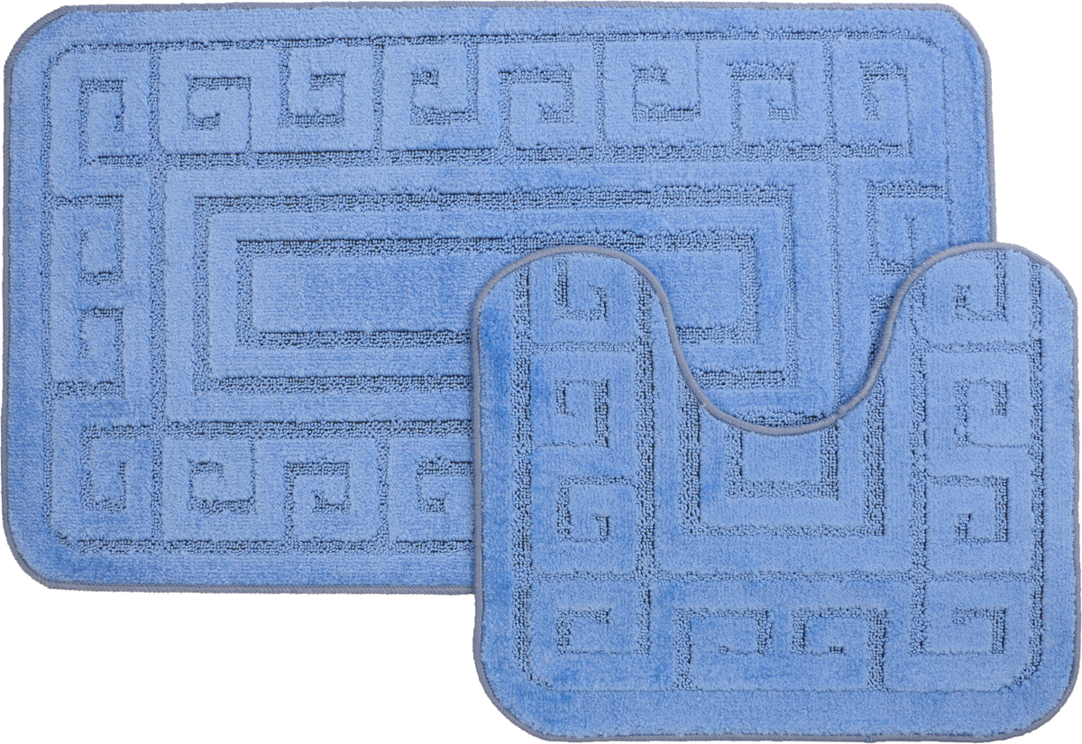 Набор ковриков для ванной MAC Carpet Рома. Версаче, цвет: голубой, 60 х 100 см, 50 х 60 см, 2 шт21867 Набор ковриков для ванной MAC Carpet Рома. Версаче, цвет: голубой, 60 х 100 см, 50 х 60 см, 2 шт21867Набор MAC Carpet Рома. Версаче, выполненный из полипропилена, состоит из двух ковриков для ванной комнаты, один из которых имеет вырез под унитаз. Противоскользящее основание изготовлено из термопластичной резины. Коврики мягкие и приятные на ощупь, отлично впитывают влагу и быстро сохнут. Высокая износостойкость ковриков и стойкость цвета позволит вам наслаждаться покупкой долгие годы. Можно стирать вручную или в стиральной машине на деликатном режиме при температуре 30°С.
