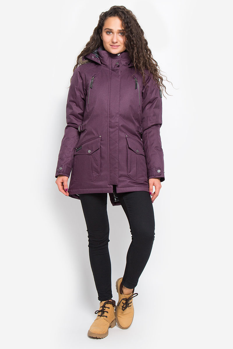Пуховик женский Columbia Barlow Pass 550 TurboDown Jacket, цвет: фиолетовый. 1619031-500. Размер L (48)1619031-500 Пуховик женский Columbia Barlow Pass 550 TurboDown Jacket, цвет: фиолетовый. 1619031-500. Размер L (48)1619031-500Стильный женский удлиненный пуховик Columbia Barlow Pass 550 TurboDown Jacket - универсальная зимняя модель - для активного отдыха, занятий спортом и повседневного использования. Пуховик выполнен из 100% полиэстера и дополнен наполнителем из утиного пуха и пера. Ветрозащитная, водоотталкивающая и дышащая внешняя ткань защищает от внешних превратностей погоды. Модель выполнена с уникальной запатентованной технологией 550 TurboDown - комбинация синтетического утеплителя Omni-Heat (100 г) и пуха/пера (450 fill power). Подкладка с технологией Omni-Heat обеспечивает сохранения тепла.Пуховик имеет капюшон на регулируемой кулиске и отстегивающийся искусственный мех. Дополнена модель высокой планкой на кнопках, предотвращающей продувание ветром. Застегивается изделие на пластиковую застежку-молнию и имеет защитную планку на кнопках. Спереди пуховик оформлен двумя прорезными карманами на застежках-молниях, двумя накладными карманами с клапанами на кнопках и дополнительно на внутренней стороне имеется прорезной карман на молнии. В поясе пуховик регулируется с помощью хлястиков с металлическими бляшками. Манжеты рукавов также дополнены регулируемыми хлястиками на кнопках. Идеальный вариант для тех, кто ценит комфорт и качество.