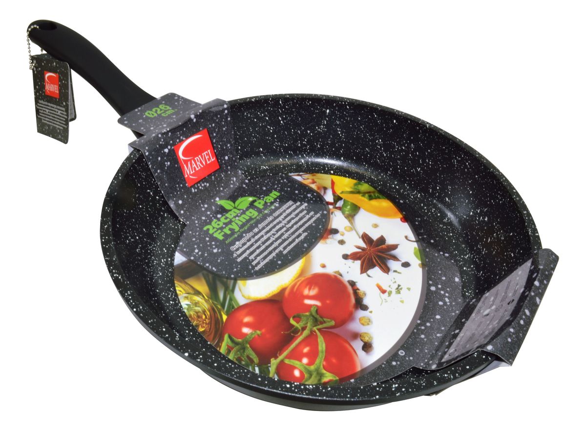 Сковорода Marvel Greblon Non-Stick, с антипригарным покрытием. Диаметр 26 см43264 Сковорода Marvel Greblon Non-Stick, с антипригарным покрытием. Диаметр 26 см43264Сковорода Marvel Greblon Non-Stick выполнена из алюминия с антипригарным покрытием. Такое покрытие исключает прилипание и пригорание пищи к поверхности посуды, обеспечивает легкость мытья посуды, исключает необходимость использования большого количества масла, что способствует приготовлению здоровой пищи с пониженной калорийностью.Изделие оснащено пластиковой ручкой.Сковорода подходит для газовых, электрических и стеклокерамических плит.
