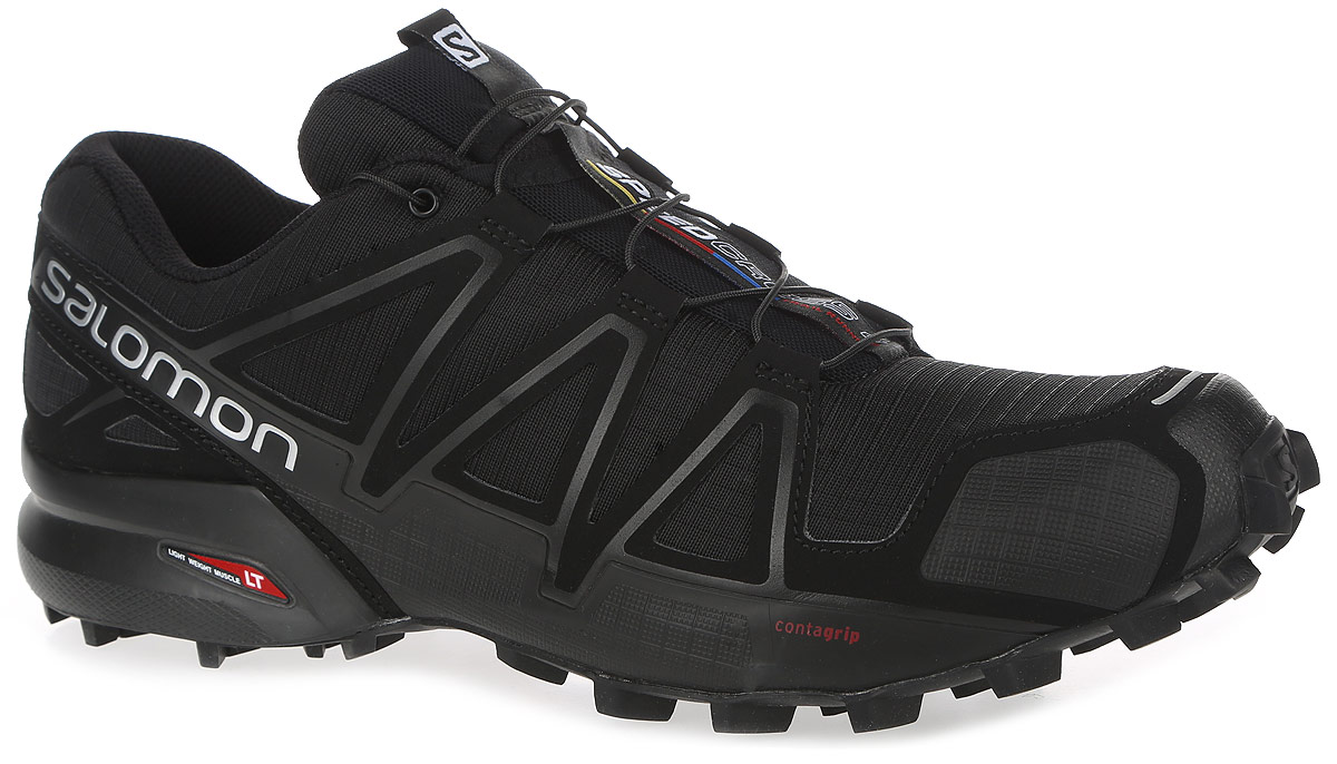 Кроссовки для бега мужские Salomon Speedcross 4, цвет: черный. L38313000. Размер 11 (44,5)L38313000 Кроссовки для бега мужские Salomon Speedcross 4, цвет: черный. L38313000. Размер 11 (44,5)L38313000Беговые мужские кроссовки от Salomon Speedcross 4 выполнены на 64,3% из синтетического материала и на 35,7% из текстиля. Конструкция верха Sensifit с пропиткой Mudguard не пропускает грязь и воду. Подъем оформлен шнуровкой с фиксатором, благодаря которой обувь сидит плотно на ноге, и дополнен кармашком для шнурков. Стелька Ortholite из ЭВА материала с текстильным верхним покрытием создает более прохладное и сухое пространство под стопой. Мягкая верхняя часть и подкладка, изготовленная из текстиля, обеспечивают дополнительный комфорт и предотвращают натирание. Язычок дополнен текстильной нашивкой с символикой бренда. Светоотражающие элементы обеспечат лучшую видимость в темное время суток. Подошва Contagrip не оставляет следов и обеспечивает отличное сцепление со скользкой поверхностью. Такие кроссовки займут достойное место в коллекции вашей спортивной обуви.