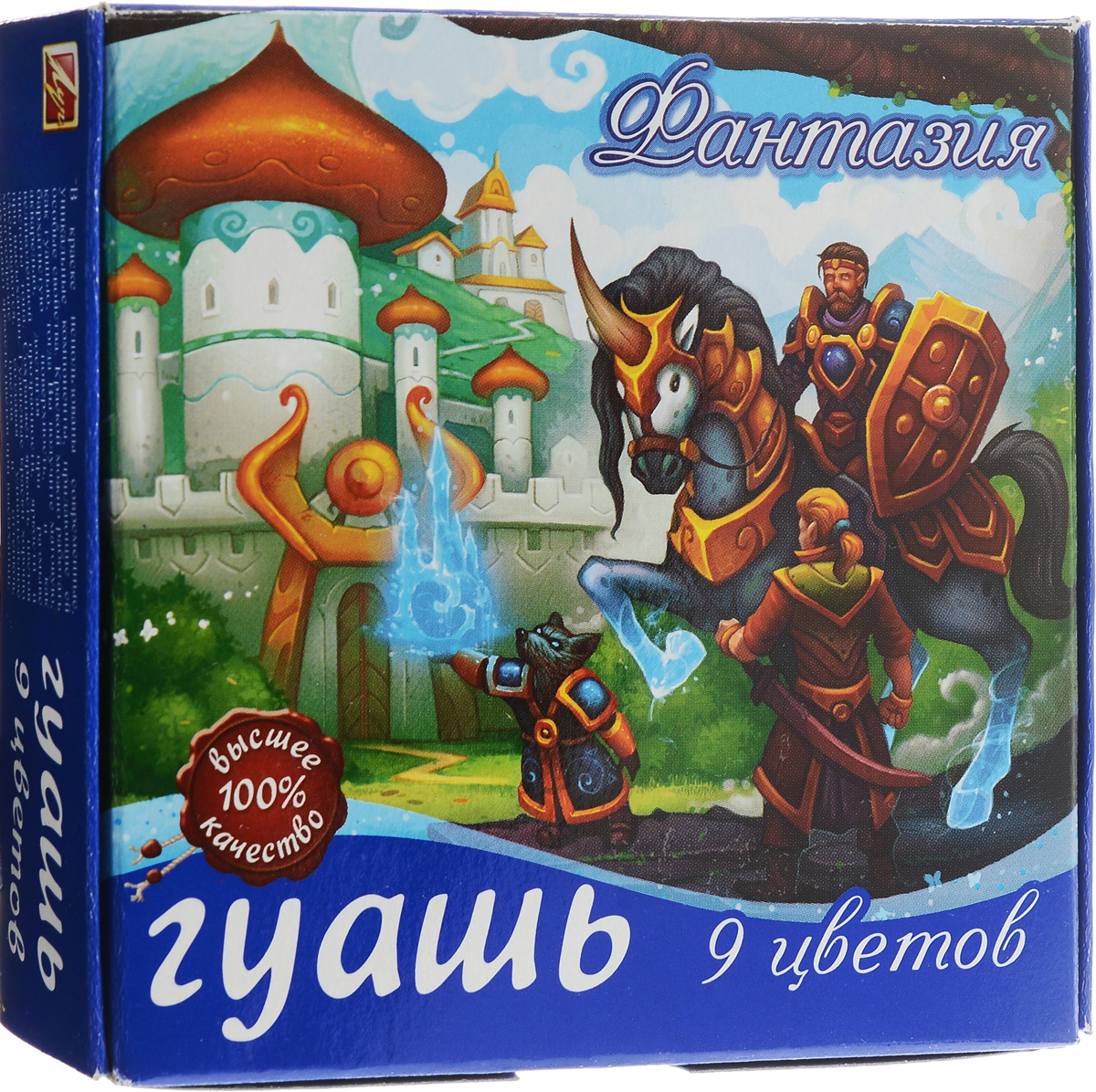 Луч Гуашь Фантазия 9 цветов цвет коробки синий25С 1528-08_дизайн 2 Луч Гуашь Фантазия 9 цветов цвет коробки синий25С 1528-08_дизайн 2Гуашь Луч Фантазия предназначена для детского творчества, выполнения художественно-декоративных, оформительских работ.Краска находится в пластиковых баночках с плотно завинчивающейся крышкой. На крышке расположена наклейка, которая указывает цвет краски в баночке. В краске использованы современные, уникальные компоненты, придающие ей особые свойства. Краской можно работать как гуашью, тогда вы получите матовую, бархатистую поверхность, и как акварелью, достигая при размыве великолепной прозрачности, яркости и чистоты тона. Сохраняет яркость цветов при высыхании. Гуашевые краски хорошо смешиваются, создавая удивительное многообразие цветов и оттенков, сохраняют яркость цветов при высыхании.Цвета: белила, светло-желтая, красная, светло-зеленая, голубая, черная, оранжевая, красно-коричневая, сиреневая.