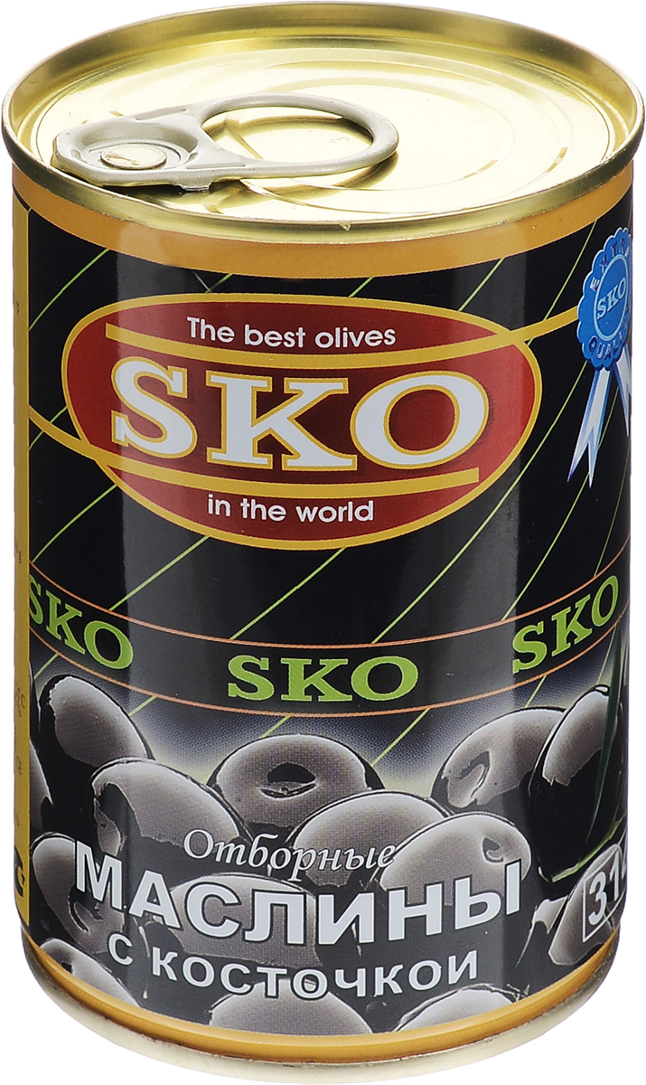 SKO Маслины с косточкой, 300 г12004 SKO Маслины с косточкой, 300 г12004Отборные маслины с косточкой SKO выращены под солнцем Испании и произведены по современным рецептам и технологиям, позволяющим сохранить истинный вкус и аромат этого замечательного и полезного плода. Имеют приятный маслянистый вкус, крупный размер, хорошо калиброваны. В оливках есть практически все необходимые человеку витамины и микроэлементы. Консервированные маслины добавляют в салаты, различные соусы и даже горячие блюда.