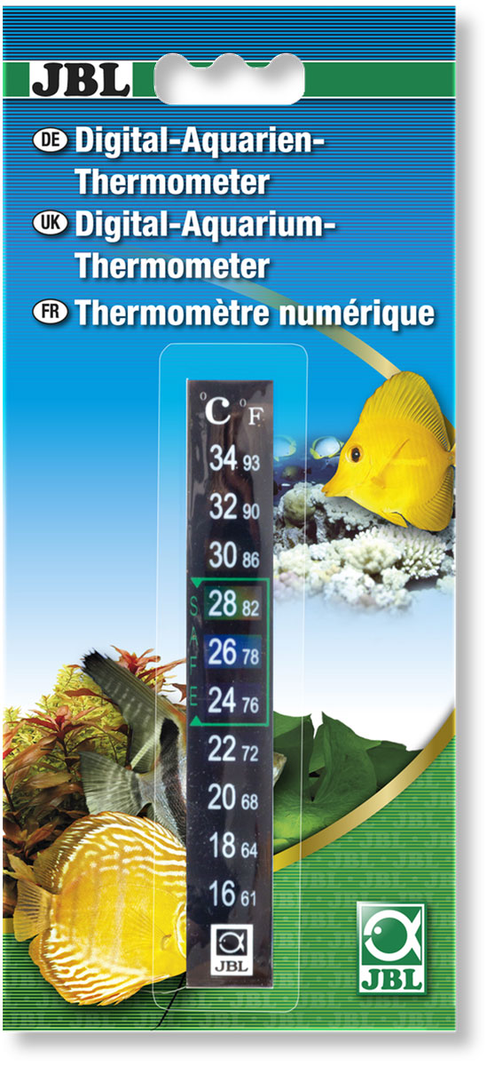 Термометр аквариумный JBL Digitalthermometer, цифровой, на клеевой основе, длина 13 смJBL6140600 Термометр аквариумный JBL Digitalthermometer, цифровой, на клеевой основе, длина 13 смJBL6140600Термометр JBL Digitalthermometer предназначен для измерения температуры воды в аквариуме. Термометр крепится к стенке аквариума на ровную поверхность клеевой основы. Удобная шкала, позволяет легко считывать показания. Измеряемая температура от 16°C до +34°C и +61°F до +93°F.Длина термометра: 13 см.