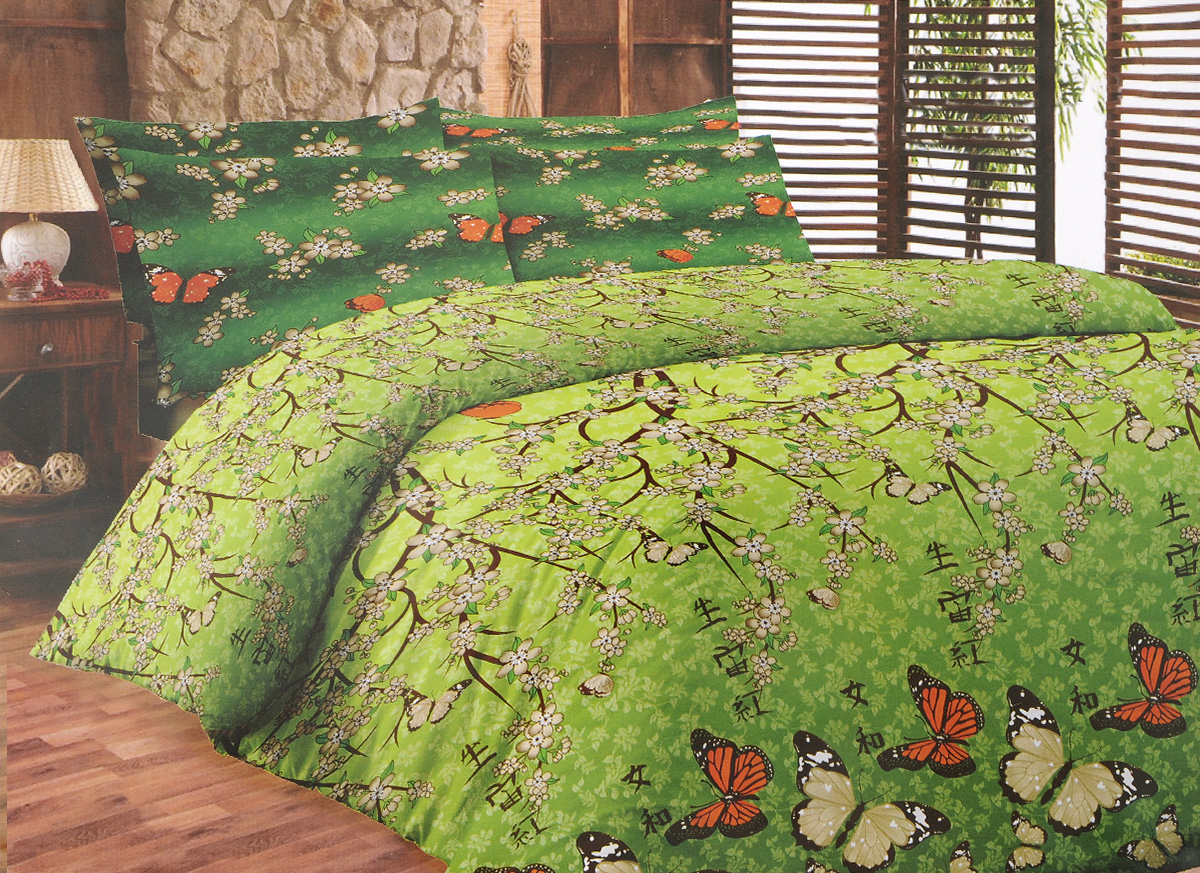 Комплект белья Liya Home Collection Ветка сакуры, 2-спальный с евро простыней, наволочки 70x70120001553 Комплект белья Liya Home Collection Ветка сакуры, 2-спальный с евро простыней, наволочки 70x70120001553Комплект белья Liya Home Collection Ветка сакуры состоит изпододеяльника, простыни и двух наволочек. Изделиявыполнены из хлопка (70%) и полиэстера (30%).Хлопок является классическим примером гигроскопичности,гигиеничности, натуральности и простоты. Сочетание его сполиэстером лишает ткань присущих хлопку недостатков.Изделия из хлопка с полиэстером не выгорают, нерастягиваются, дольше используются. Постельное белье изхлопка с полиэстером имеет двукратную продолжительностьэксплуатации, по сравнению с чистым хлопком, оно не мнется исохнет очень быстро.