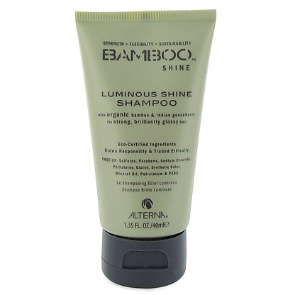 Alterna Bamboo Luminous Shine Shampoo - Шампунь для сияния и блеска волос 40 мл (безсульфатный)46020.I Alterna Bamboo Luminous Shine Shampoo - Шампунь для сияния и блеска волос 40 мл (безсульфатный)46020.IОрганическое масло Индийского Крыжовника и экстракт бамбука, входящие в состав шампуня Bamboo Luminous Shine Shampoo помогут оптимально увлажнить и укрепить волосы, делая их гладкими, сильными и шелковистыми. Технология Color Hold® позволит Вашим окрашенным волосам дольше сохранять цвет, не вымывая его. Идеально подходит для светлых волос.Результат: Очищает волосы без использования сульфатов. Оптимально увлажняет волос. Укрепляет волосы, закладывает основу для гладких и здоровых волос. Сохраняет яркость цвета окрашенных и натуральных волос. Улучшает внешний вид волос. Разглаживает волосы, придает им гладкость и блеск.