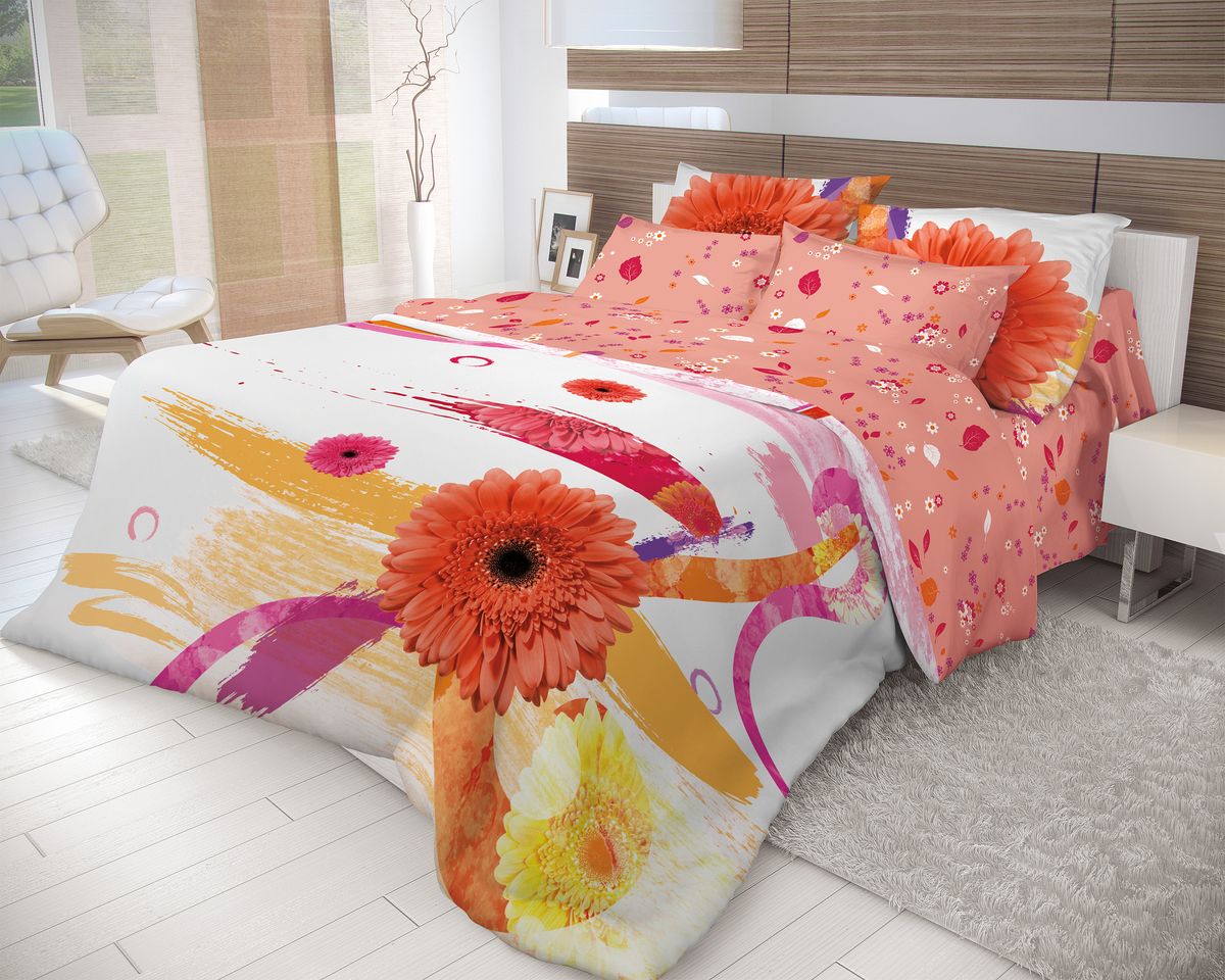 Комплект белья Волшебная ночь Gerbera, семейный, наволочки 70x70, цвет: белый, красный702207 Комплект белья Волшебная ночь Gerbera, семейный, наволочки 70x70, цвет: белый, красный702207Роскошный комплект постельного белья Волшебная ночь Gerbera выполнен из натурального ранфорса (100% хлопка) и украшен оригинальным рисунком. Комплект состоит из двух пододеяльников, простыни и двух наволочек. Ранфорс - это новая современная гипоаллергенная ткань из натуральных хлопковых волокон, которая прекрасно впитывает влагу, очень проста в уходе, а за счет высокой прочности способна выдерживать большое количество стирок. Высочайшее качество материала гарантирует безопасность.Доверьте заботу о качестве вашего сна высококачественному натуральному материалу.