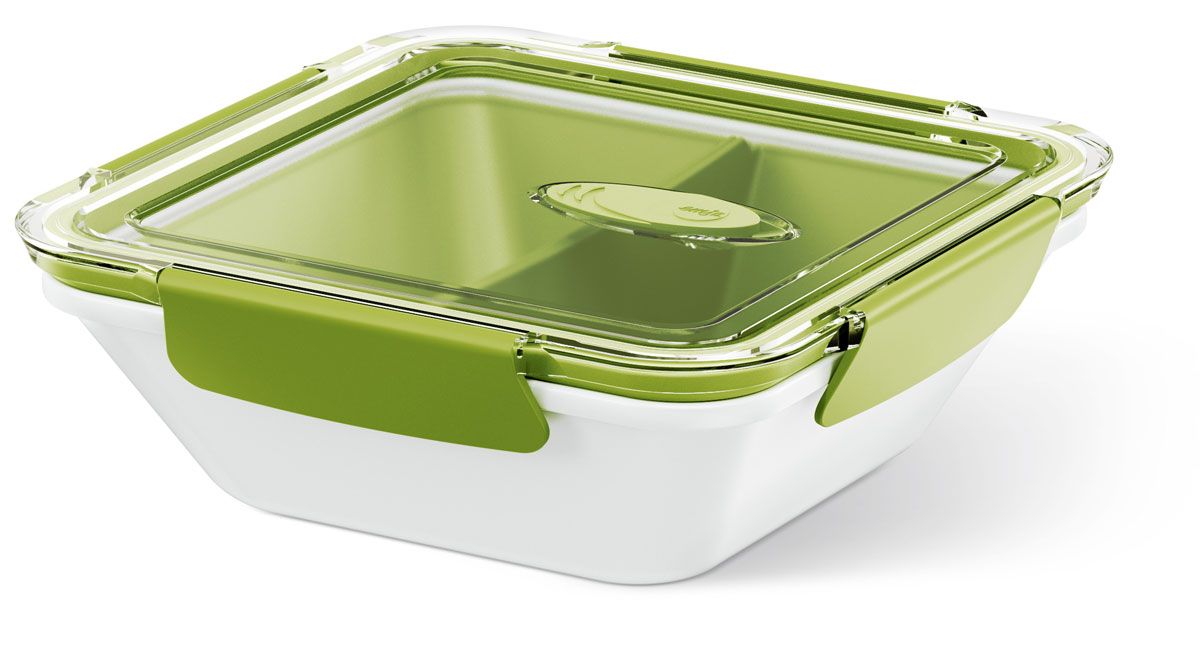 Ланч-бокс Emsa Bento Box, квадратный, цвет: белый, зеленый, 900 мл513960 Ланч-бокс Emsa Bento Box, квадратный, цвет: белый, зеленый, 900 мл513960Ланч-бокс Emsa Bento Box - еда с собой в стильной упаковке. В удобном и практичном ланч-боксе еда дольше останется свежей, вкусной и надежно упакованной.На крышке имеетсяклапан для щадящего режима разогревания в микроволновке. В контейнере предусмотрены практичные отделениями для разных блюд. Ланч-бокс подходит не только для разогрева пищи, но и для заморозки. Можно мыть в посудомоечной машине. Современный дизайн позволяет брать контейнер с собой на учебу, работу или прогулку.