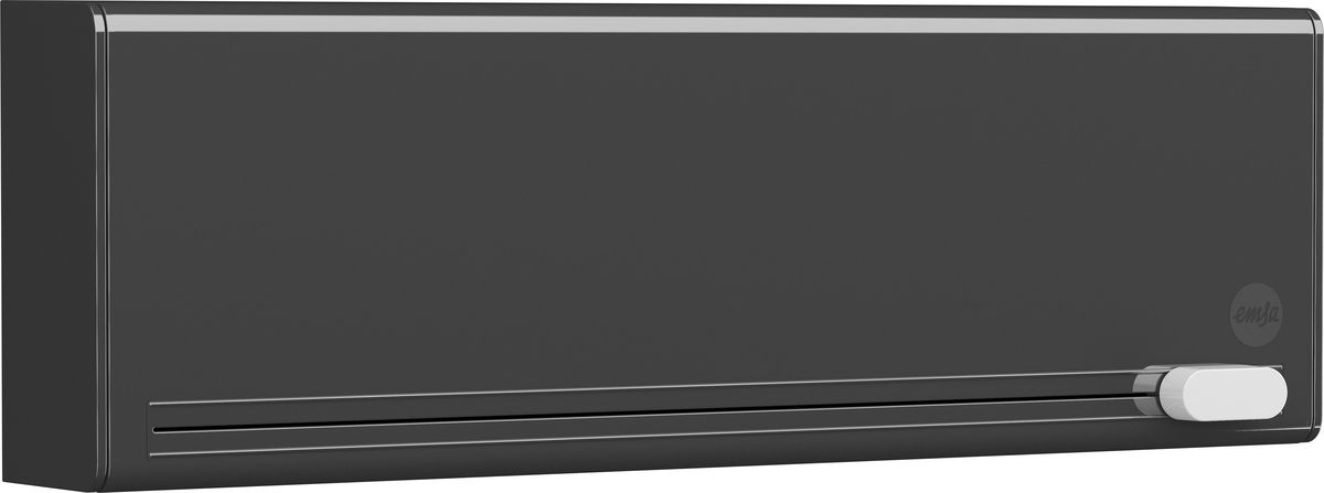 Диспенсер для пленки и фольги Emsa Smart, цвет: черный. 515232515232 Диспенсер для пленки и фольги Emsa Smart, цвет: черный. 515232515232Диспенсер для плёнки и фольги на два рулона EMSA SMART. С помощью диспенсера можно легко и компактно разместить два рулона в кухонном шкафу. Благодаря умной системе лезвий отделить пищевую пленку или алюминиевую фольгу получится без рваных краев – скомканный край пленки остался в прошлом. Умный разрезатель пленки можно приобрести в ярких расцветках. А еще его можно прикрепить, не прибегая к сверлу, с помощью монтажной ленты Tesa Powerbond в любом понравившемся месте. Несмотря на свои небольшие габариты 38 x 12,8 x 7,7 см он подходит для пищевых пленок длиной до 34 см. В 2015 году данный разрезатель пленки был удостоен награды «Plus X Award» за свой дизайн и удобство в использовании. Гарантия 2 года.