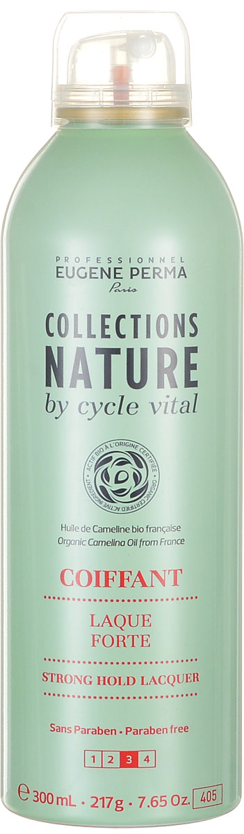 Eugene Perma Cycle Vital Nature Laque Forte - Лак для сильной фиксации волос 300 мл21033019 Eugene Perma Cycle Vital Nature Laque Forte - Лак для сильной фиксации волос 300 мл21033019Подходит для создания причесок любой сложности. Обеспечивает надежную фиксацию. Легко удаляется при расчесывании. Придает великолепный блеск. Защищает волосы от воздействия влаги. Фактор фиксации: 3 из 4