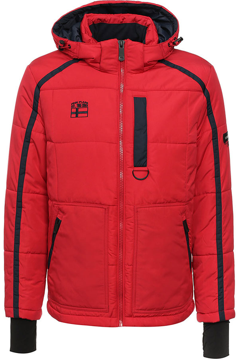 Куртка мужская Finn Flare, цвет: красный. W16-22013_317. Размер XL (52)W16-22013_317 Куртка мужская Finn Flare, цвет: красный. W16-22013_317. Размер XL (52)W16-22013_317Стильная мужская куртка Finn Flare превосходно подойдет для прохладных дней. Куртка выполнена из высококачественного материала с подкладкой и утеплителем из полиэстера. Модель с длинными рукавами и съемным капюшоном застегивается на застежку-молнию. Капюшон на стопперах, а макушка дополнена утягивающим хлястиком. Спереди изделие дополнено двумя карманами на застежке-молнии, на груди один прорезной карман на молнии. На внутренней стороне куртка оформлена одним прорезным карманом на молнии и двумя накладными карманами на липучке и пуговице. Рукава модели дополнены эластичными манжетами, с отверстием для большого пальца. Оформлена модель на груди вышивкой с названием бренда.
