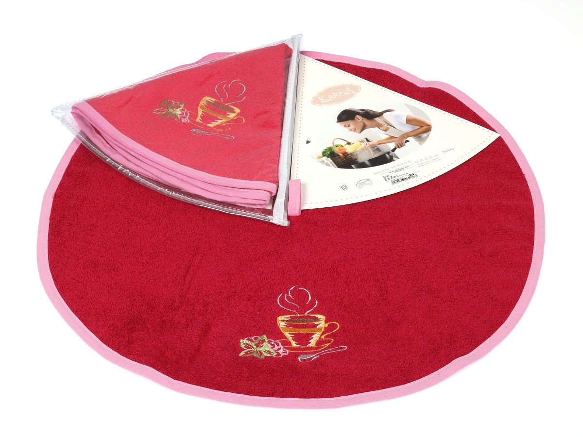 Салфетка кухонная Karna Zelina, диаметр 50 см. 504/CHAR006504/CHAR006 Салфетка кухонная Karna Zelina, диаметр 50 см. 504/CHAR006504/CHAR006Кухонная салфетка Karna Zelina выполнена из 100% хлопка и украшена оригинальным рисунком. Изделие отлично впитывает влагу, быстро сохнет, сохраняет яркость цвета и не теряет форму даже после многократных стирок. Салфетка очень практична и неприхотлива в уходе. Она создаст прекрасное настроение и украсит интерьер вашей кухни.Диаметр салфетки: 50 см.