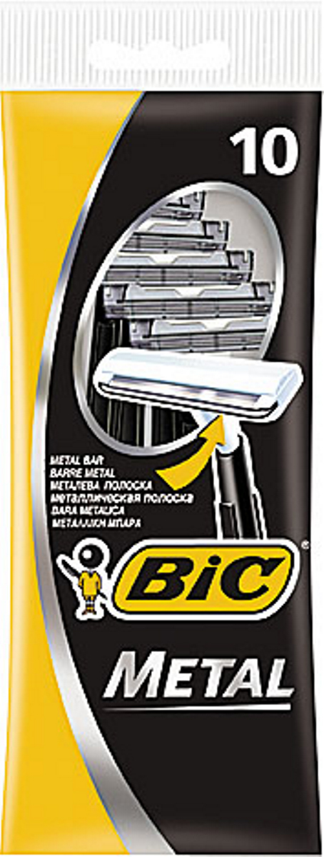 Bic Бритва Metal, уп.10 шт836630 Bic Бритва Metal, уп.10 шт836630Бритвенный станок с одним лезвиемспециально разработан для жесткойщетины. Узкая фиксированная головка. Защитная металлическая полоскаподготавливает щетину к бритью. Лезвие из нержавеющейстали высшего качества. Хромо-полимерное покрытие.