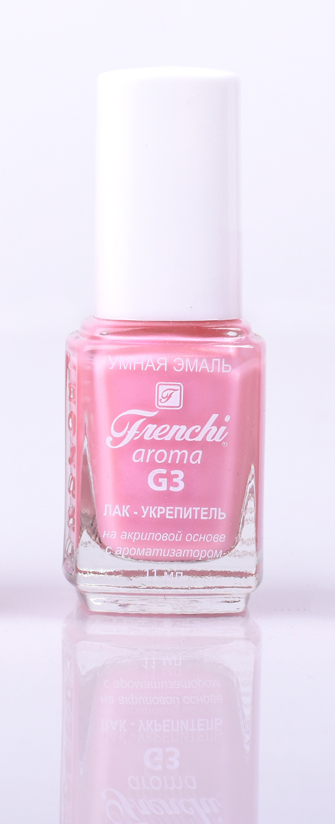 Frenchi aroma G3 Лак-укрепитель на акриловой основе № 12, 11 млУТ00000798 Frenchi aroma G3 Лак-укрепитель на акриловой основе № 12, 11 млУТ00000798Лак на акриловой основе Frenchi G3 – это стойкость и безупречность Вашего маникюра в течение 7 дней.Лак на акриловой основе – это идеальный вариант для деловой женщины, в нашем современном мире, что позволяетженщине тратить меньше времени на посещение салоновкрасоты.