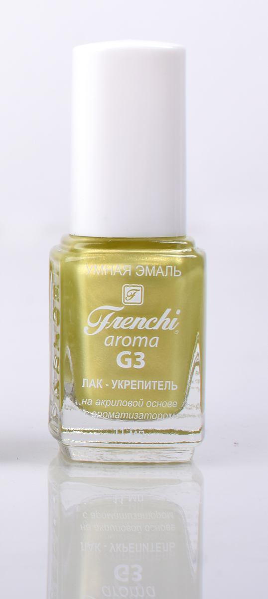 Frenchi aroma G3 Лак-укрепитель на акриловой основе № 19, 11 млУТ00000805 Frenchi aroma G3 Лак-укрепитель на акриловой основе № 19, 11 млУТ00000805Лак на акриловой основе Frenchi G3 – это стойкость и безупречность Вашего маникюра в течение 7 дней.Лак на акриловой основе – это идеальный вариант для деловой женщины, в нашем современном мире, что позволяетженщине тратить меньше времени на посещение салоновкрасоты.