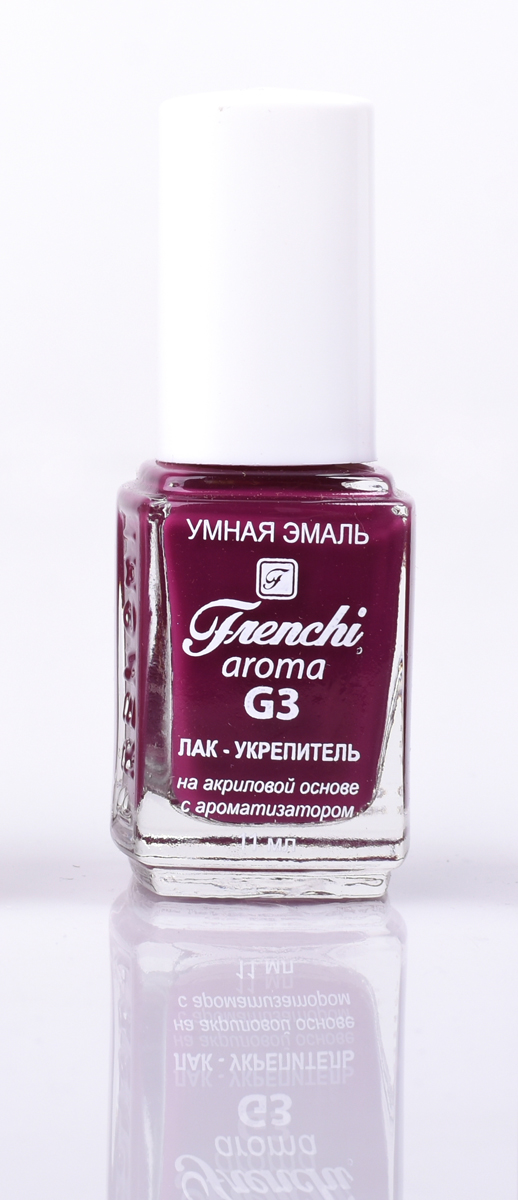 Frenchi aroma G3 Лак-укрепитель на акриловой основе № 24, 11 млУТ00000810 Frenchi aroma G3 Лак-укрепитель на акриловой основе № 24, 11 млУТ00000810Лак на акриловой основе Frenchi G3 – это стойкость и безупречность Вашего маникюра в течение 7 дней.Лак на акриловой основе – это идеальный вариант для деловой женщины, в нашем современном мире, что позволяетженщине тратить меньше времени на посещение салоновкрасоты.