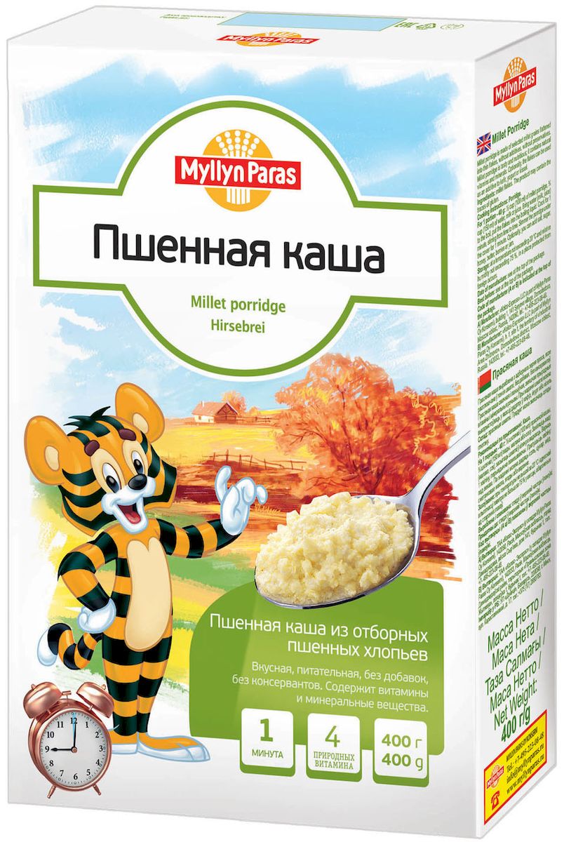 Myllyn Paras каша пшенная, 400 г5925 Myllyn Paras каша пшенная, 400 г5925Пшённая каша Мюллюн Парас изготовлена из отборного пшена, расплющенного в тонкие хлопья, без добавок, не содержит консервантов. Содержит витамины и минеральные вещества. Она великолепно подходит для приготовления детской каши.