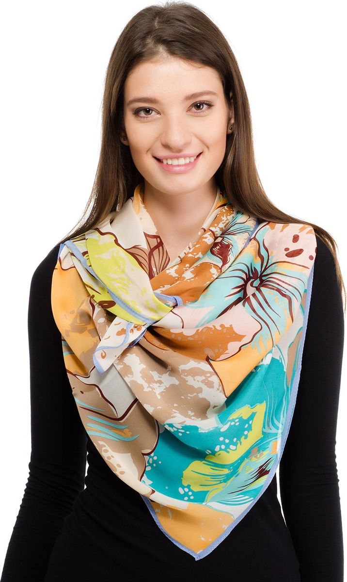 Платок женский Laccom, цвет: бежевый. 1108. Размер 120 см х 120 см