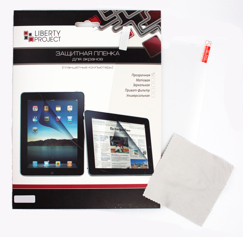 Liberty Project защитная пленка для Apple iPad 2/3/4, прозрачнаяCD018883 Liberty Project защитная пленка для Apple iPad 2/3/4, прозрачнаяCD018883Защитная пленка Liberty Project предназначена для защиты поверхности экрана Apple iPad 2/3/4 от царапин, потертостей, отпечатков пальцев и прочих следов механического воздействия. Структура пленки позволяет ей плотно удерживаться без помощи клеевых составов и выравнивать поверхность при небольших механических воздействиях. Пленка практически незаметна на экране планшета и сохраняет все характеристики цветопередачи и чувствительности сенсора. На защитной пленке есть все технологические отверстия.