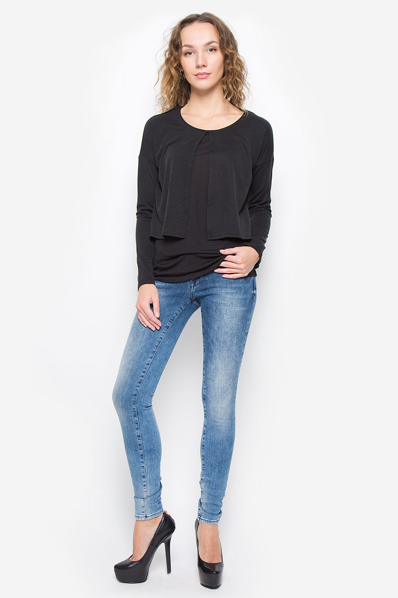 Лонгслив женский Mexx, цвет: черный. MX3023818_WM_TSL_008. Размер M (46/48)MX3023818_WM_TSL_008_001 Лонгслив женский Mexx, цвет: черный. MX3023818_WM_TSL_008. Размер M (46/48)MX3023818_WM_TSL_008_001Стильный женский лонгслив Mexx станет стильным дополнением вашего образа Модель с круглым вырезом горловины изготовлен из качественного лиоцелла с добавлением полиэстера. Лонгслив выполнен эффектом 2 в 1 в виде майки и болеро.