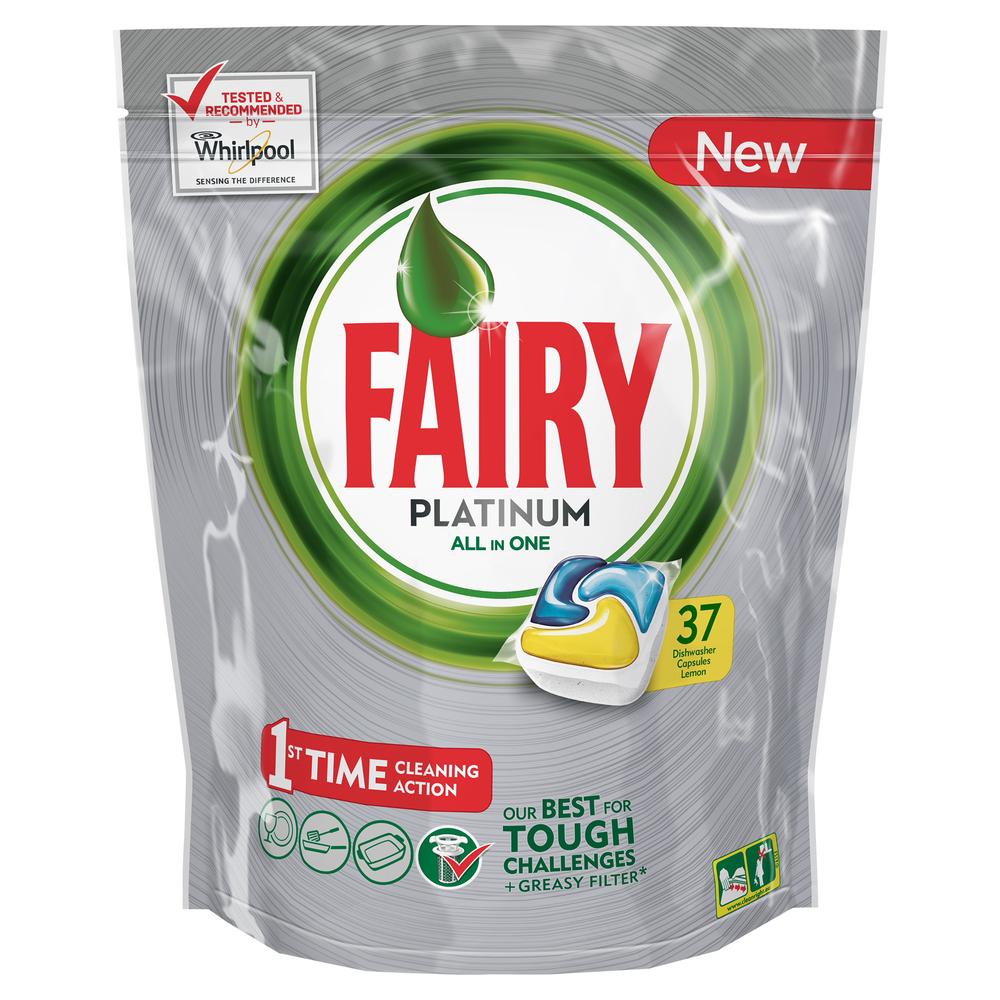 Капсулы для посудомоечной машины Fairy Platinum All in One, с лимоном, 37 штFR-81607016 Капсулы для посудомоечной машины Fairy Platinum All in One, с лимоном, 37 штFR-81607016Капсулы для посудомоечной машины Fairy Platinum All in One идеально отмоют посуду с первого раза и безупречно справятся с любыми сложными загрязнениями - от засохшего и пригоревшего жира до пятен от чая. Ваша посуда будет сиять благодаря специальной формуле с усилителем блеска. Теперь вы можете готовить, что угодно, и быть уверенным, что ваша машинка с легкостью справится с грязной посудой. Капсула растворяется гораздо быстрее, чем другие таблетки для посудомоечной машины, и начинает действовать немедленно. Кроме того, капсулы Fairy очень просты в использовании - просто поместите их в посудомоечную машину (не нужно распаковывать). Преимущества: - Средство справляется с засохшей и пригоревшей грязью - Настолько сильное, что очистит даже фильтр от посудомоечной машины- С функцией супер сияния посуды - С добавлением соли и ополаскивателя - С защитой стекла и серебра - Сохраняет приятный запах в посудомоечной машине- Помогает предотвратить накопление жира на фильтре, системе спуска воды и разбрызгивателе- Произведено и протестировано для использования во всех посудомоечных машинах- Капсулы готовы к использованию- Не нужно разворачивать - 1 капсула = 1 загрузкаПоместите капсулу в отсек для моющего средства и сразу закройте. Брать капсулу только сухими руками. Не разворачивайте и не прокалывайте капсулу. Закрывайте пакет после каждого использования. Товар сертифицирован.