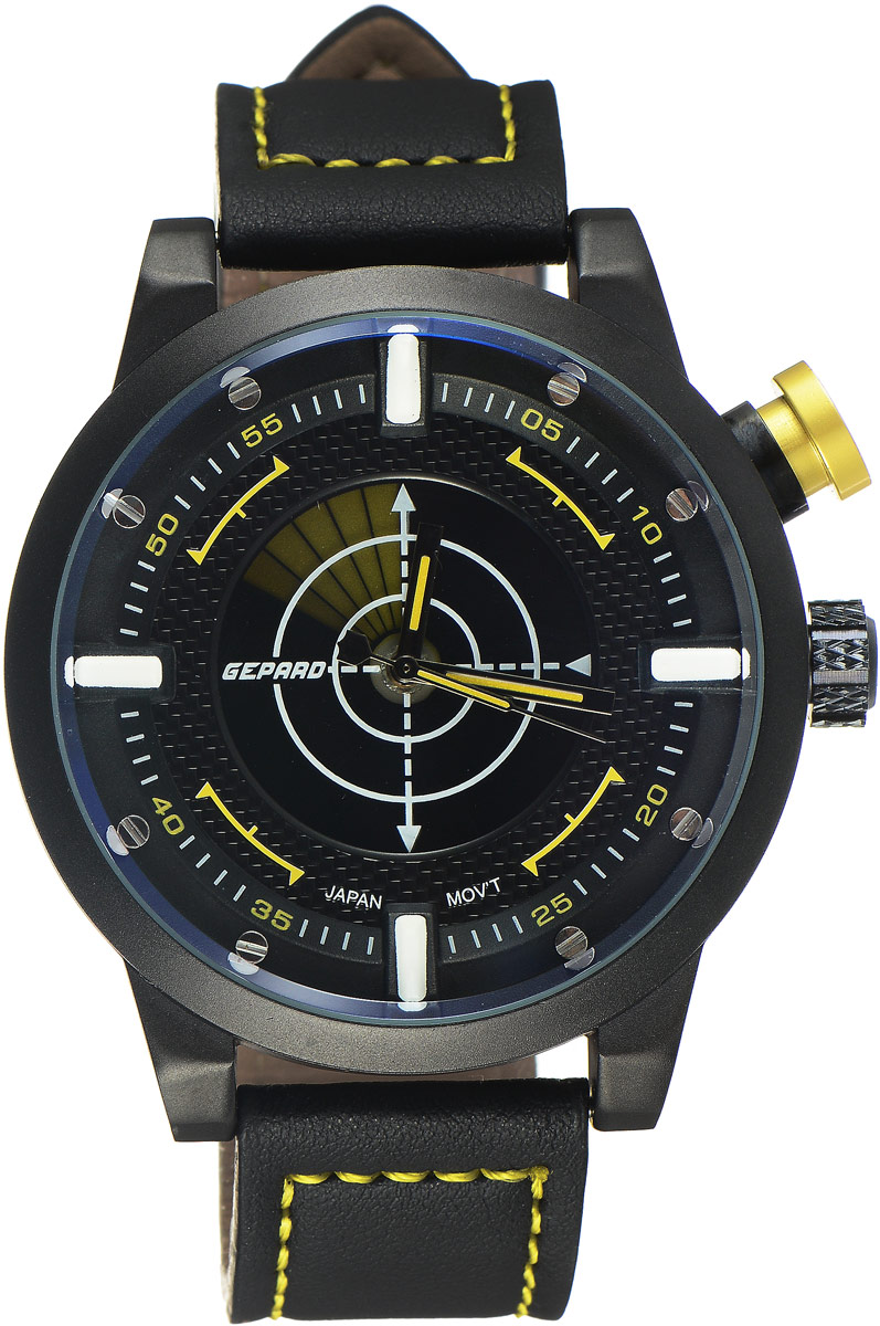 Наручные часы мужские Gepard, цвет: черный, желтый. 1225A11L4