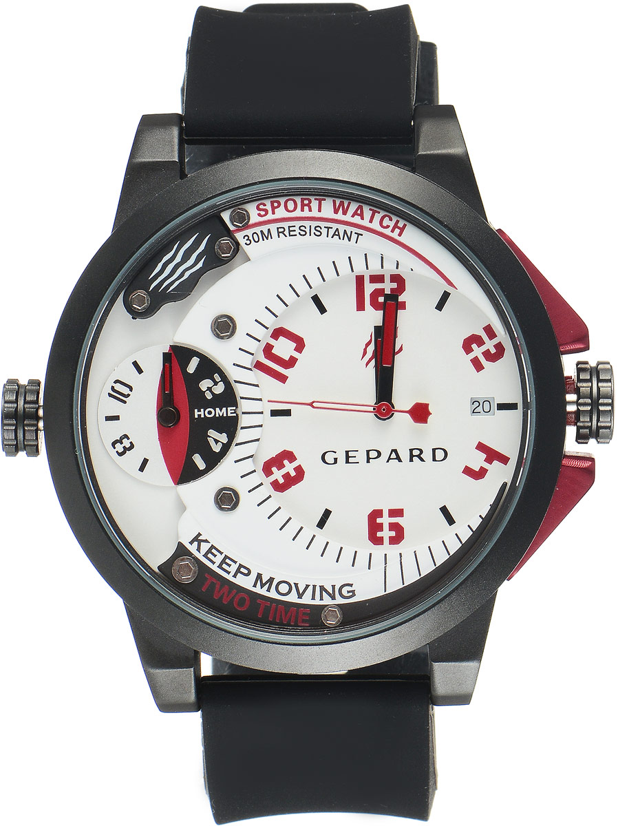 Наручные часы мужские Gepard, цвет: черный, красный. 1221A11L2