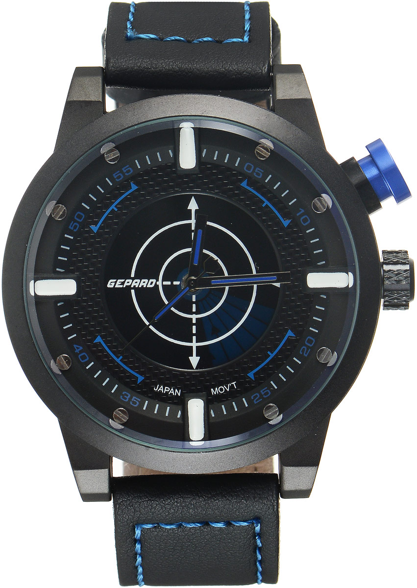 Наручные часы мужские Gepard, цвет: черный, синий. 1225A11L3