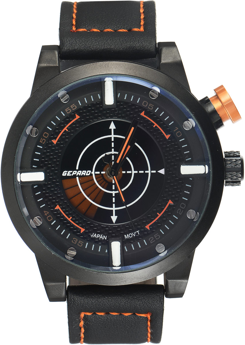 Наручные часы мужские Gepard, цвет: черный, оранжевый. 1225A11L5