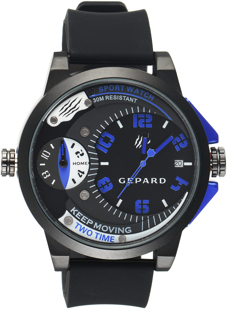 Наручные часы мужские Gepard, цвет: черный, синий. 1221A11L3