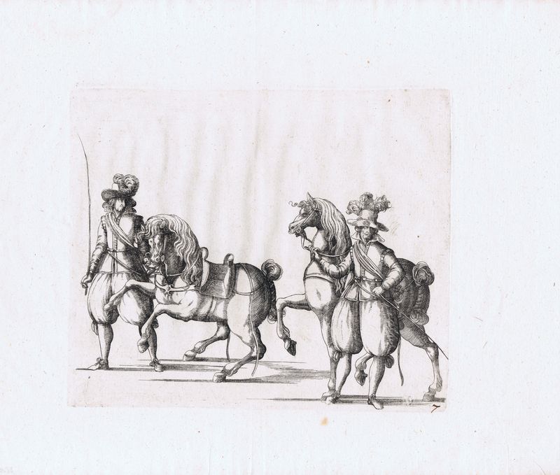 Тренировка лошадей. Офорт. Германия, Штутгарт, 1611 год
