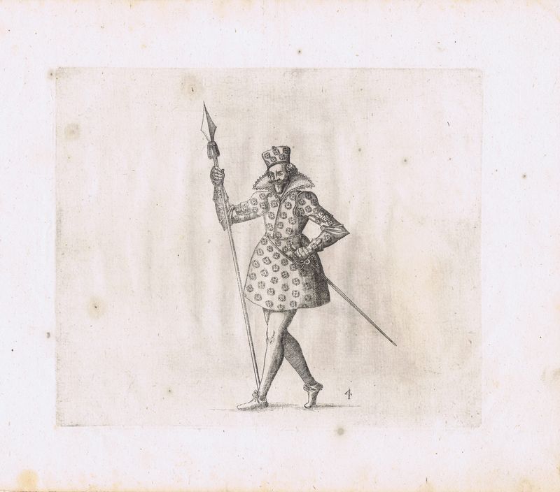 Рыцарь с копьем. Офорт. Германия, Штутгарт, 1611 год