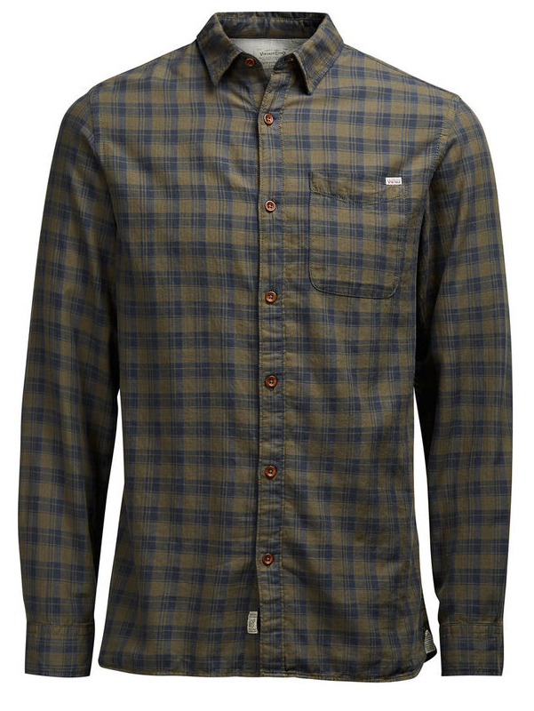Рубашка мужская Jack & Jones, цвет: темно-синий, оливковый. 12107981. Размер M (46)12107981_Olive Night Рубашка мужская Jack & Jones, цвет: темно-синий, оливковый. 12107981. Размер M (46)12107981_Olive NightМужская рубашка Jack & Jones выполнена из натурального хлопка. Рубашкас длинными рукавами и отложным воротником застегивается на пуговицы спереди. Манжеты рукавов также застегиваются на пуговицы. Рубашка оформлена принтом в клетку. На груди расположен накладной карман.
