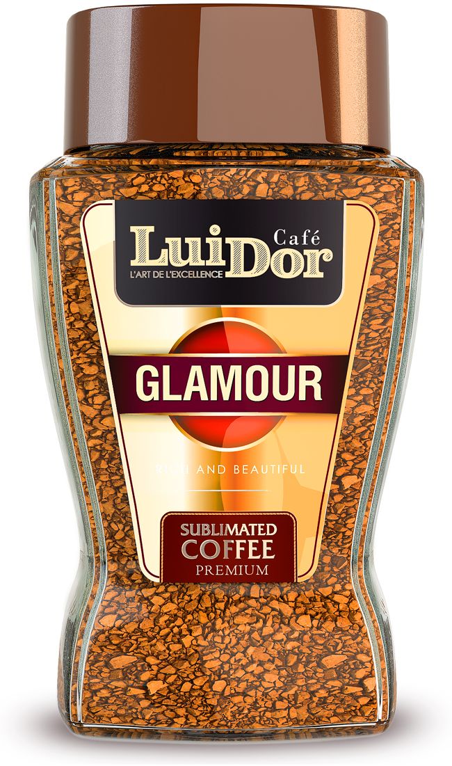 Luidor Glamour кофе растворимый сублимированный, 95 г5060468280494 Luidor Glamour кофе растворимый сублимированный, 95 г5060468280494Кофе LUIDOR Glamour - это композиция селективных сортов арабики из Танзании с добавлением робусты из Доминиканы.