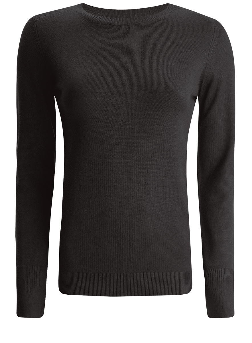 Джемпер женский oodji Collection, цвет: черный. 73812625-1B/24525/2900N. Размер L (48)73812625-1B/24525/2900N Джемпер женский oodji Collection, цвет: черный. 73812625-1B/24525/2900N. Размер L (48)73812625-1B/24525/2900NСтильный женский джемпер oodji Collection выполнен из вискозы с добавлением полиамида. Модель с длинными цельнокроеными рукавами и круглым вырезом горловины по спинке немного удлиненная. Низ, горловина и манжеты джемпера выполнены из трикотажной резинки. По краям манжеты имеют разрезы и дополнены небольшими пуговицами.