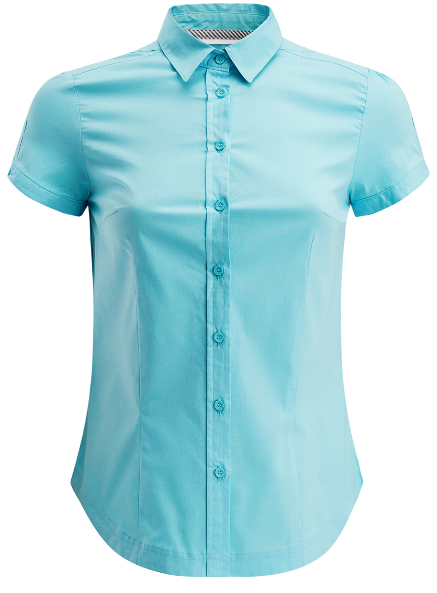 Рубашка женская oodji Ultra, цвет: голубой. 11401238-1/45151/7300N. Размер 36 (42-170)