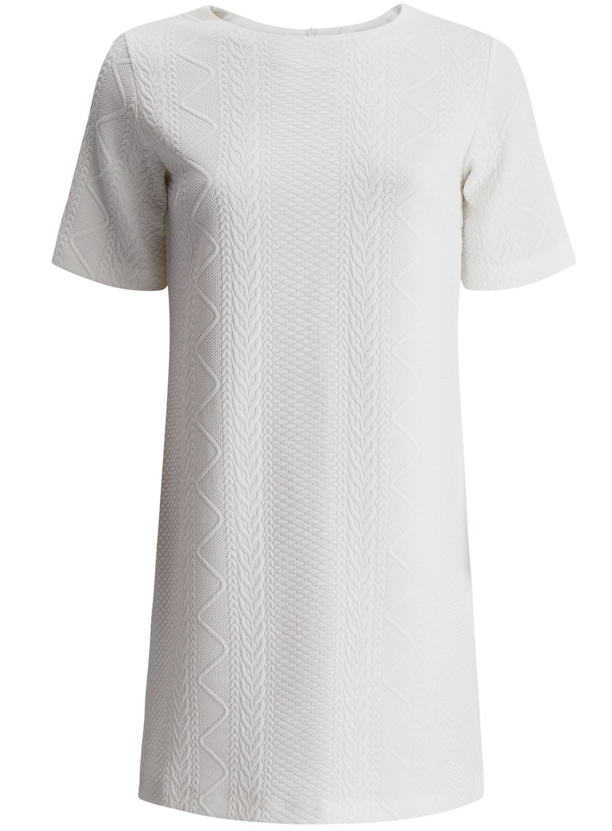 Платье oodji Collection, цвет: белый. 24001110-1/45351/1200N. Размер XS (42)