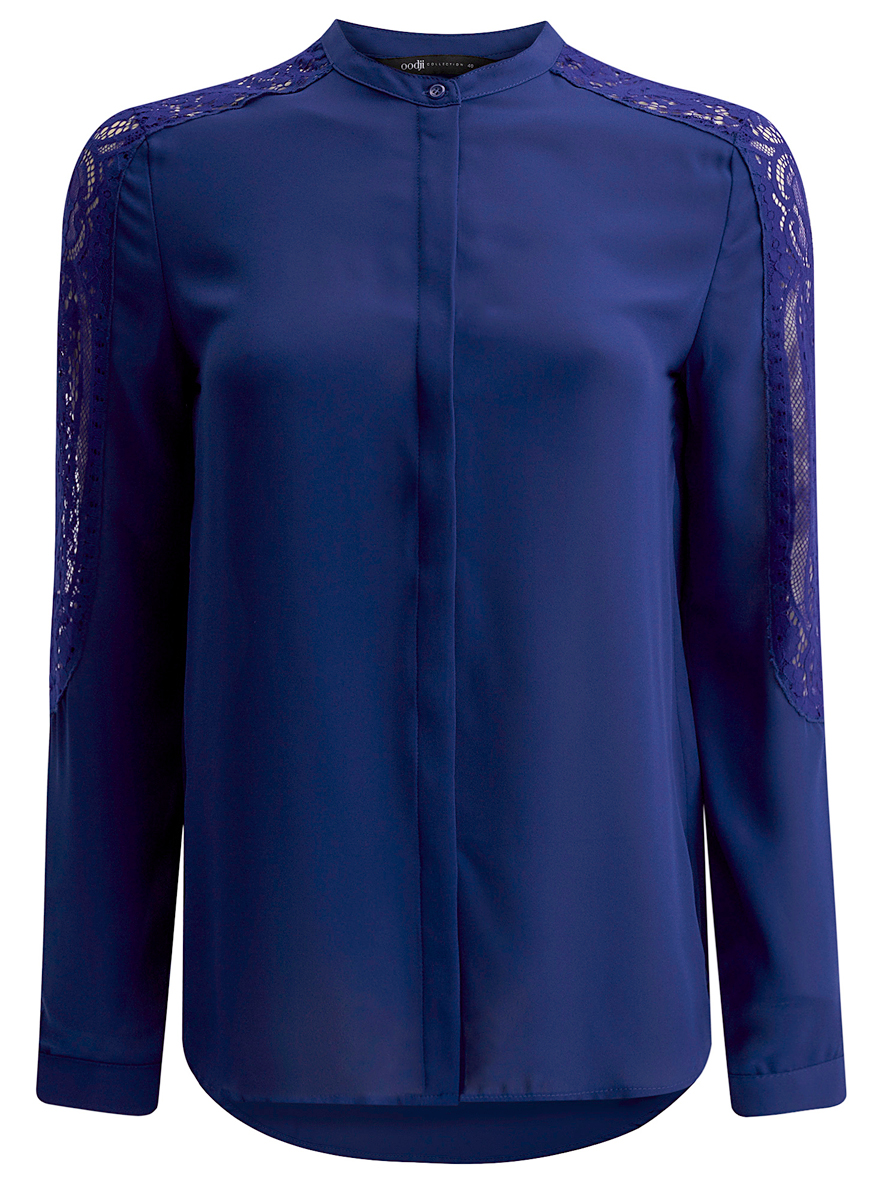 Блузка женская oodji Collection, цвет: темно-синий. 21411087/36215/7500N. Размер 38 (44-170)
