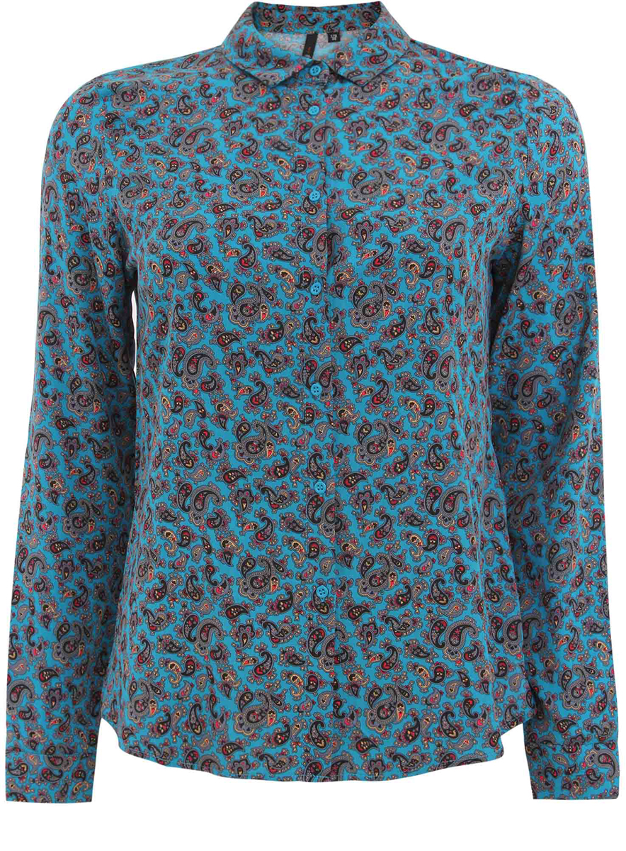 Рубашка женская oodji Ultra, цвет: темно-бирюзовый. 11411087/43606/7335E. Размер 34 (40-170)